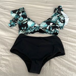 High waisted floral bikini